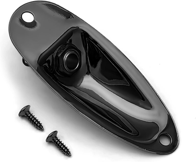 MAXCHEER Guitar Input Jack Socket Plate Output Loaded Boat Style 1/4 Inch with Screws for Fender Stratocaster Strat St Mono Electric Guitar for Electric Guitar Replacement Parts (black) - Image 1